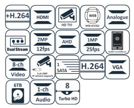 دستگاه ضبط کننده ۸ کانال TURBO HD هایک ویژن مدل DS-7208HQHI-F1/N