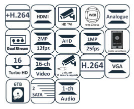 دستگاه ضبط کننده ۱۶ کانال TURBO HD هایک ویژن مدل DS-7216HQHI-F2/N